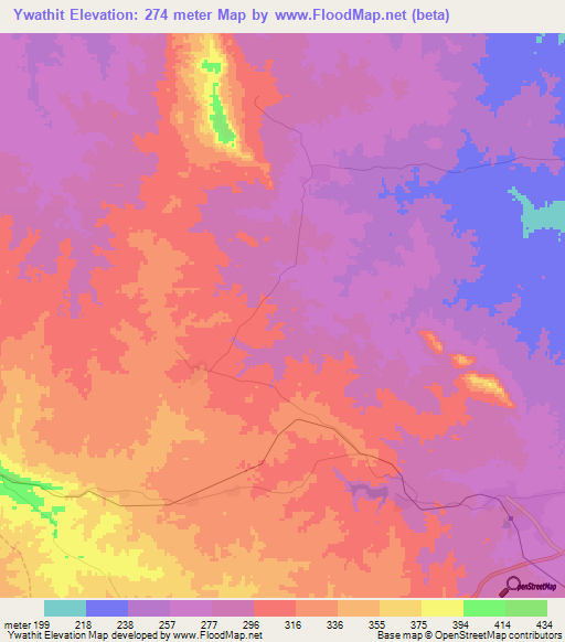 Ywathit,Myanmar Elevation Map