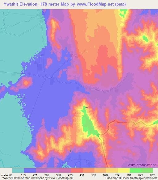 Ywathit,Myanmar Elevation Map