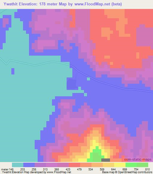 Ywathit,Myanmar Elevation Map