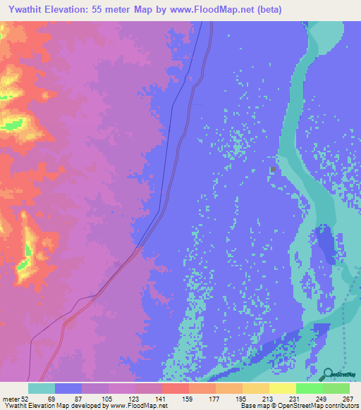 Ywathit,Myanmar Elevation Map