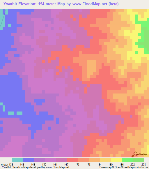 Ywathit,Myanmar Elevation Map