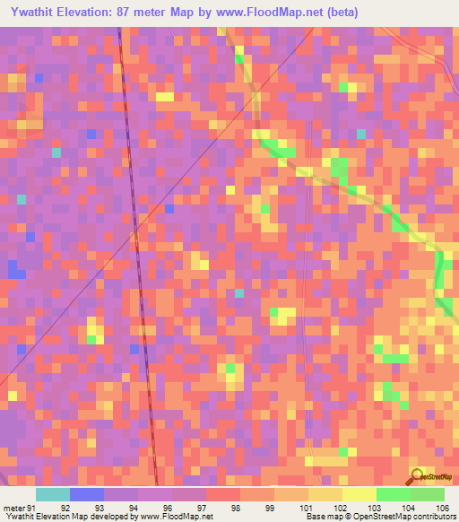 Ywathit,Myanmar Elevation Map