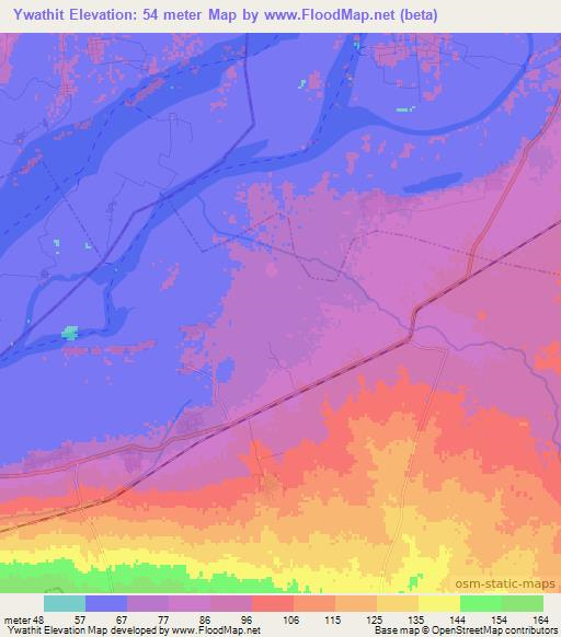 Ywathit,Myanmar Elevation Map