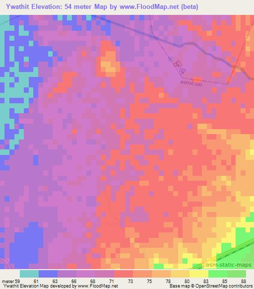 Ywathit,Myanmar Elevation Map