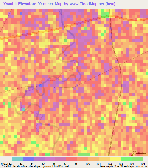 Ywathit,Myanmar Elevation Map