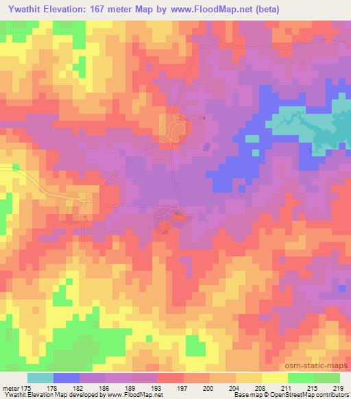 Ywathit,Myanmar Elevation Map