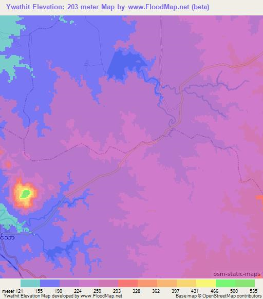 Ywathit,Myanmar Elevation Map