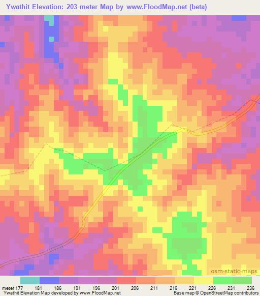 Ywathit,Myanmar Elevation Map