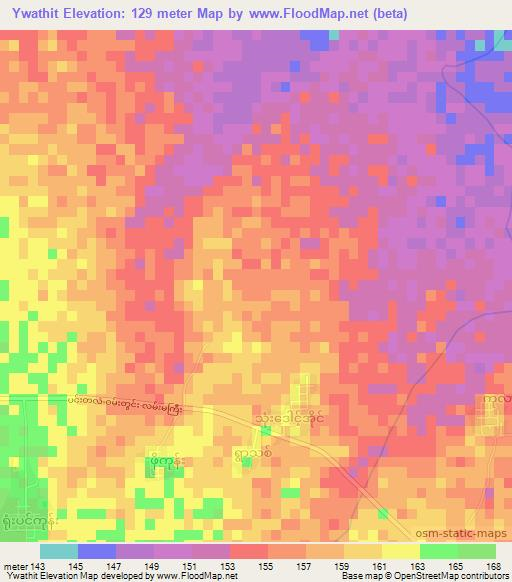 Ywathit,Myanmar Elevation Map