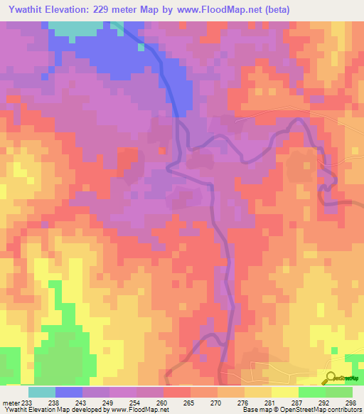 Ywathit,Myanmar Elevation Map