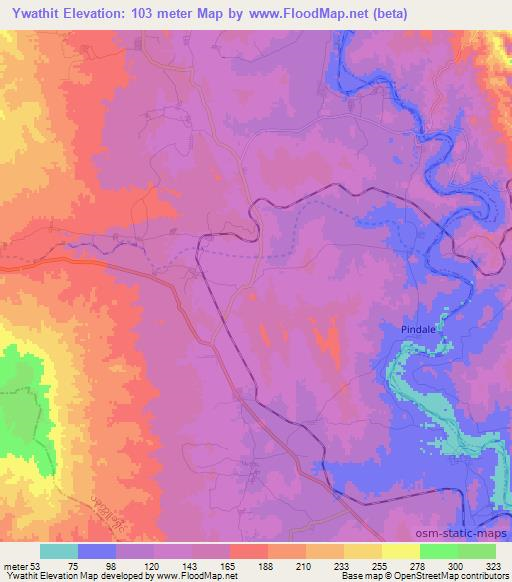 Ywathit,Myanmar Elevation Map