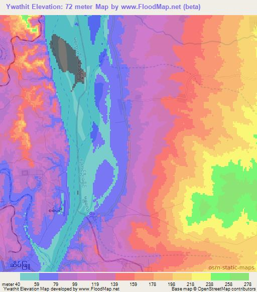 Ywathit,Myanmar Elevation Map