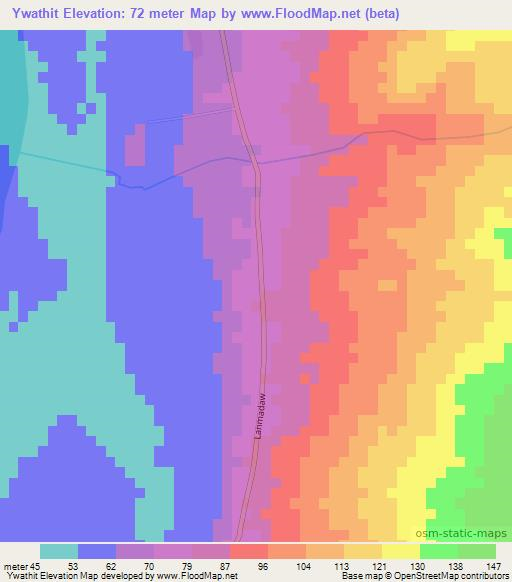 Ywathit,Myanmar Elevation Map