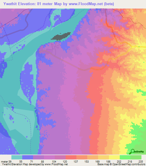 Ywathit,Myanmar Elevation Map