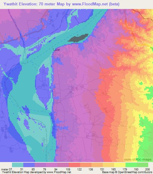 Ywathit,Myanmar Elevation Map