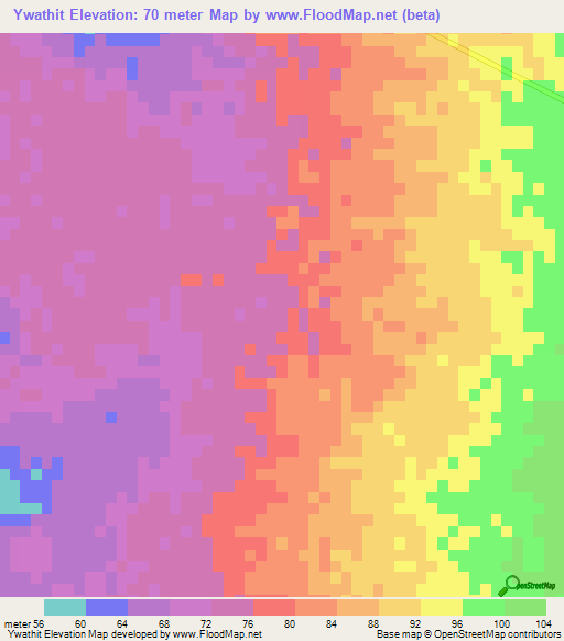 Ywathit,Myanmar Elevation Map