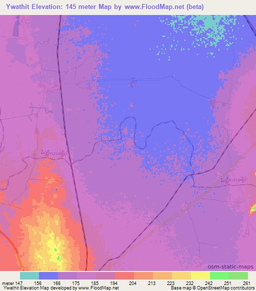 Ywathit,Myanmar Elevation Map