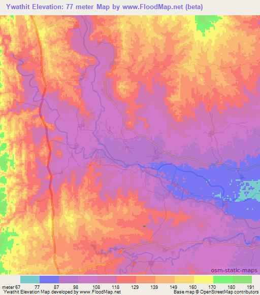 Ywathit,Myanmar Elevation Map