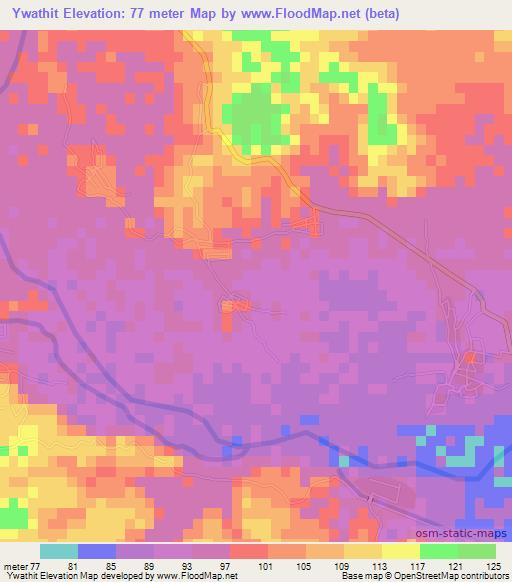 Ywathit,Myanmar Elevation Map