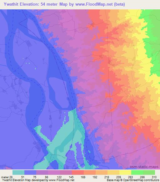 Ywathit,Myanmar Elevation Map