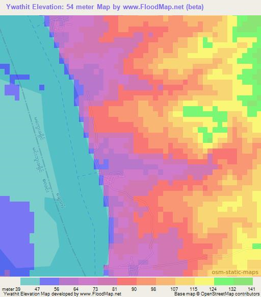 Ywathit,Myanmar Elevation Map