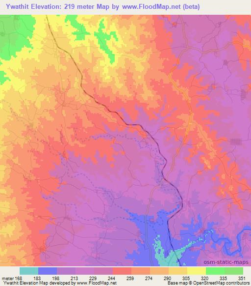 Ywathit,Myanmar Elevation Map