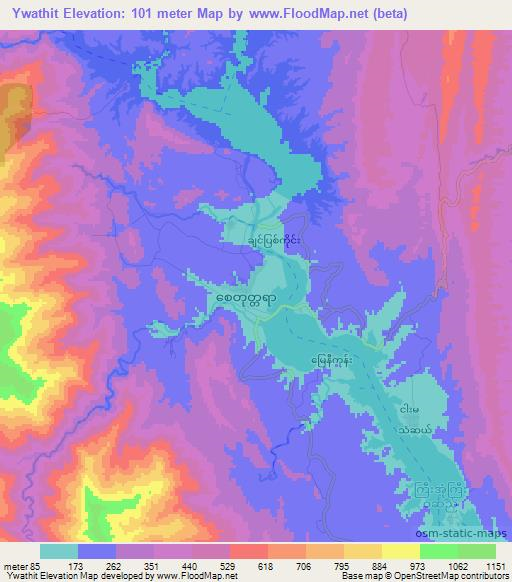 Ywathit,Myanmar Elevation Map