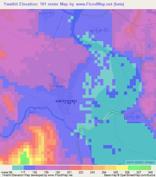 Ywathit,Myanmar Elevation Map