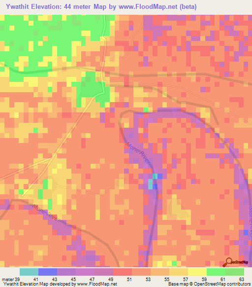 Ywathit,Myanmar Elevation Map