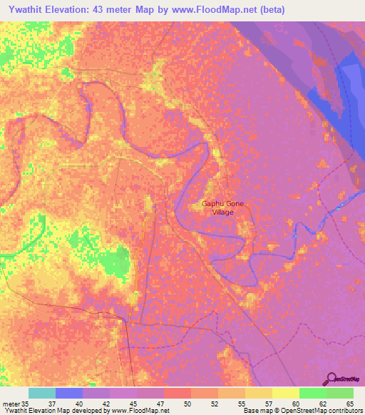 Ywathit,Myanmar Elevation Map