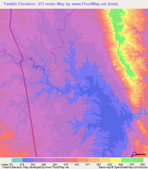 Ywathit,Myanmar Elevation Map