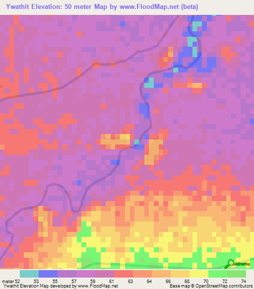 Ywathit,Myanmar Elevation Map