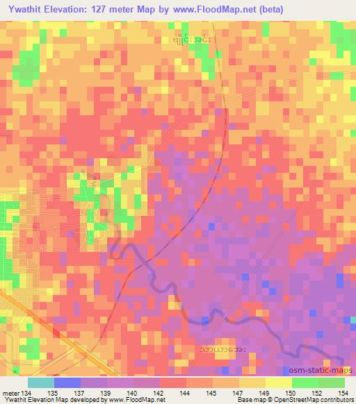 Ywathit,Myanmar Elevation Map