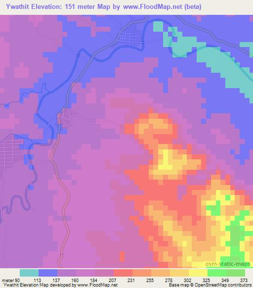 Ywathit,Myanmar Elevation Map