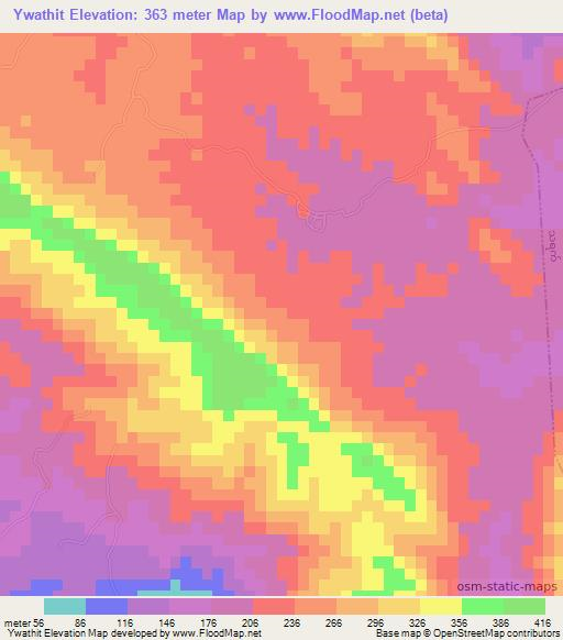 Ywathit,Myanmar Elevation Map