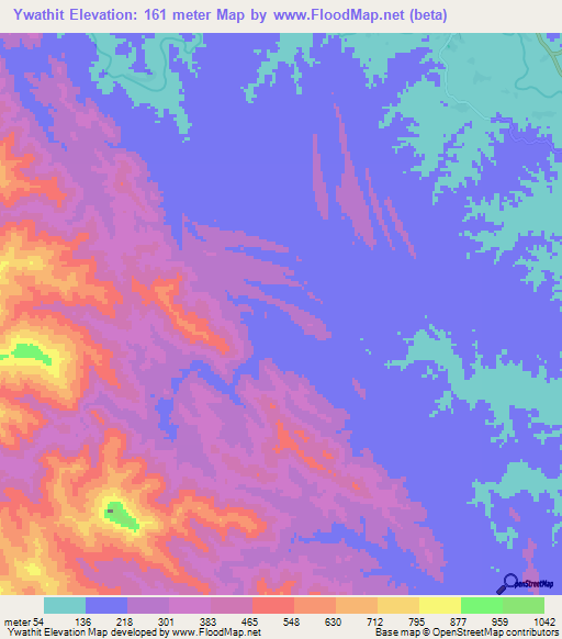 Ywathit,Myanmar Elevation Map