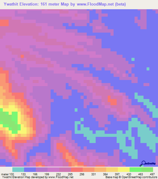 Ywathit,Myanmar Elevation Map