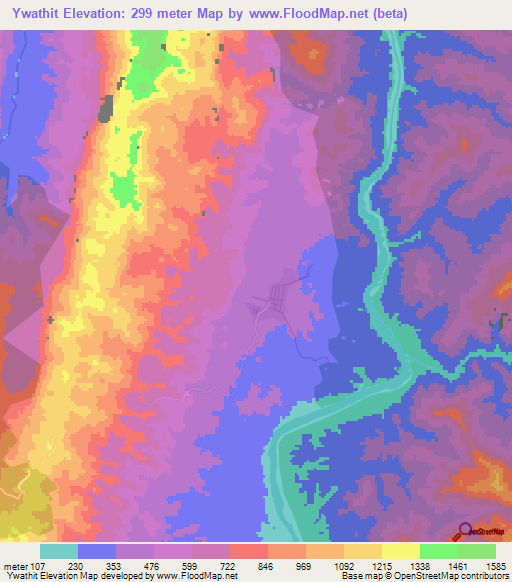 Ywathit,Myanmar Elevation Map