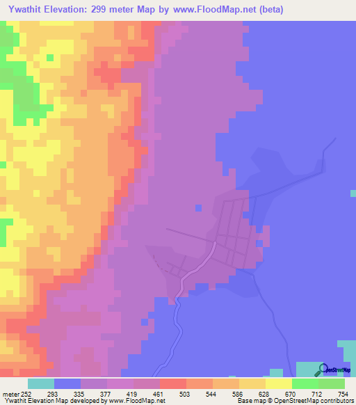 Ywathit,Myanmar Elevation Map