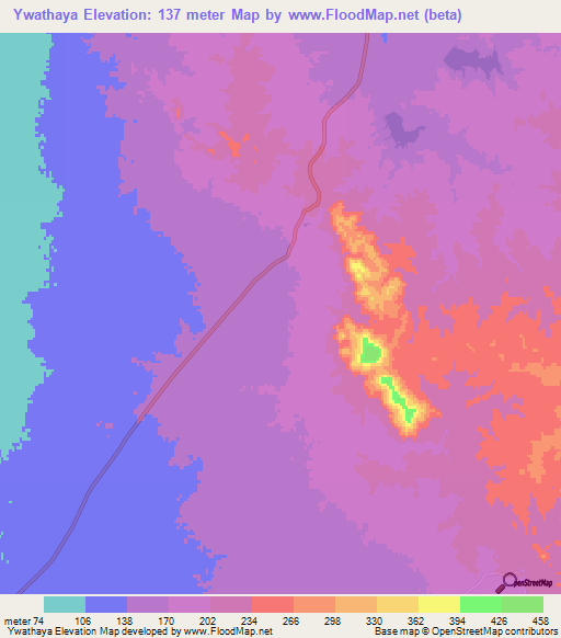 Ywathaya,Myanmar Elevation Map