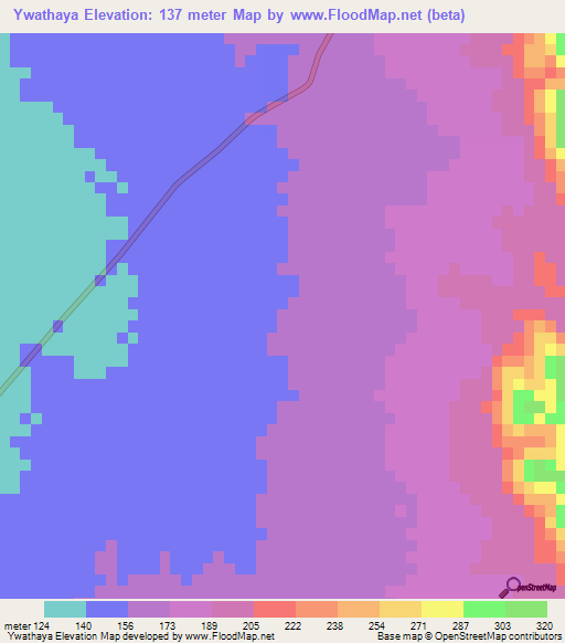 Ywathaya,Myanmar Elevation Map