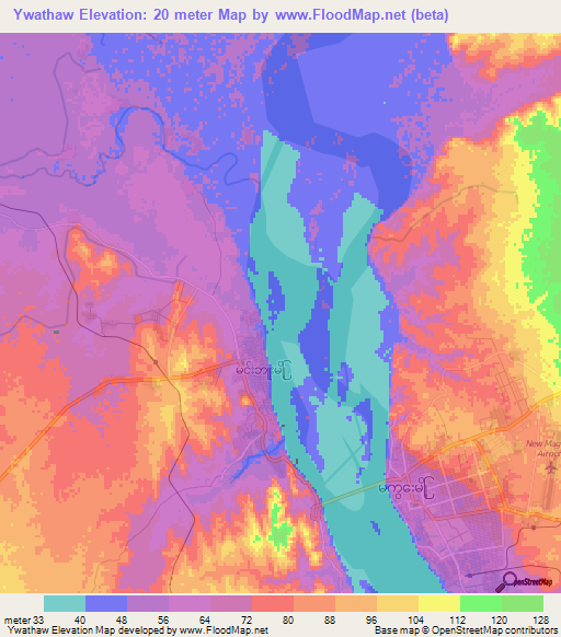 Ywathaw,Myanmar Elevation Map