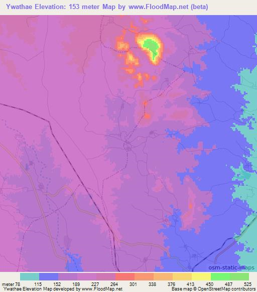 Ywathae,Myanmar Elevation Map