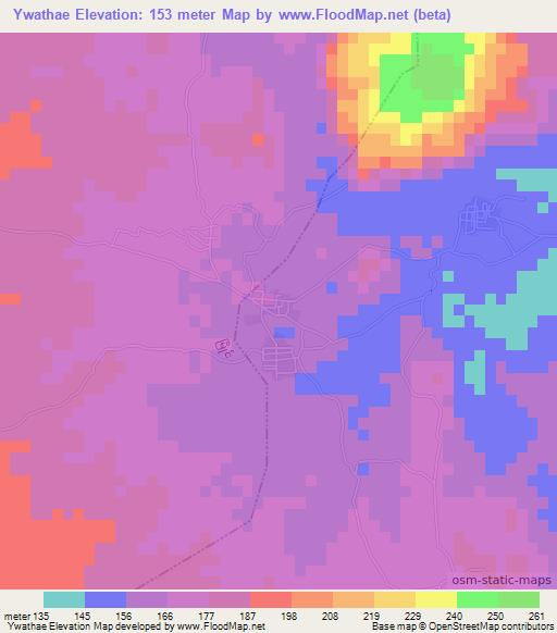 Ywathae,Myanmar Elevation Map