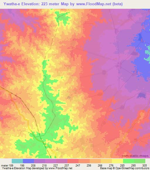 Ywatha-e,Myanmar Elevation Map