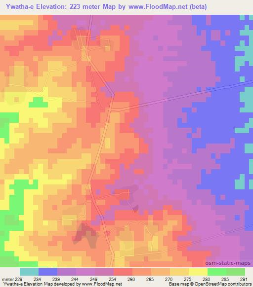 Ywatha-e,Myanmar Elevation Map