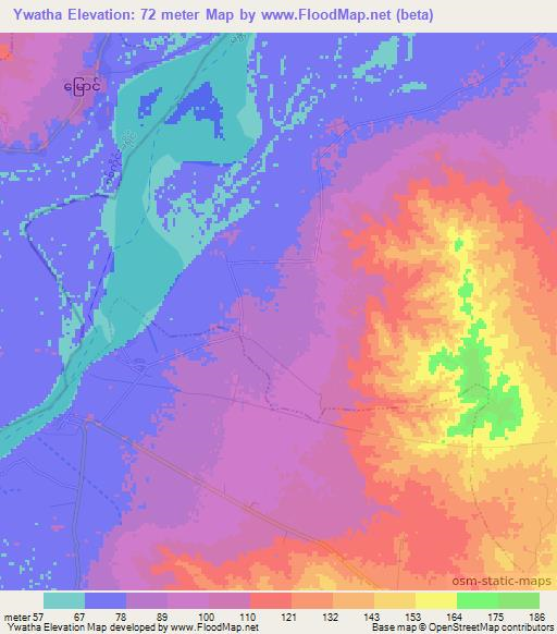 Ywatha,Myanmar Elevation Map