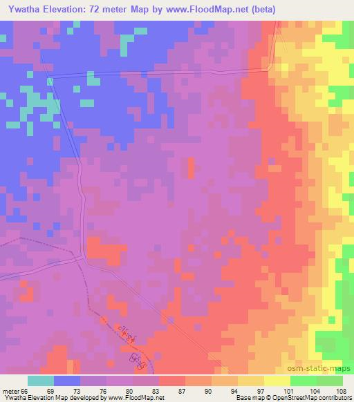 Ywatha,Myanmar Elevation Map