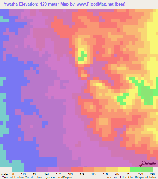 Ywatha,Myanmar Elevation Map