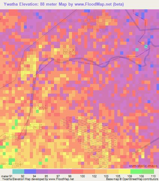 Ywatha,Myanmar Elevation Map